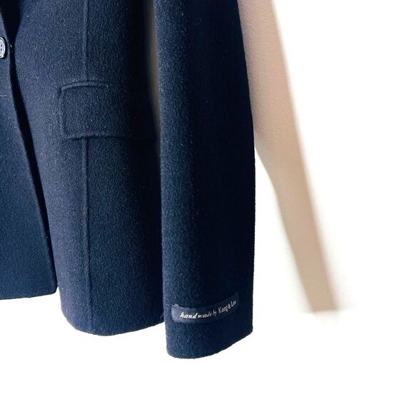 New Kang & Lee Black Wool one button Women's fitted Blazer Sz S with pockets - Picture 4 of 11